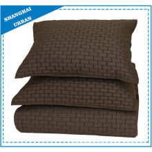 Solid Brown Brick Pattern Quilted Coverlet Set